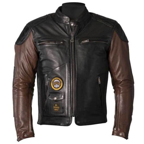 Helstons Tracker black camel leather motorcycle jacket