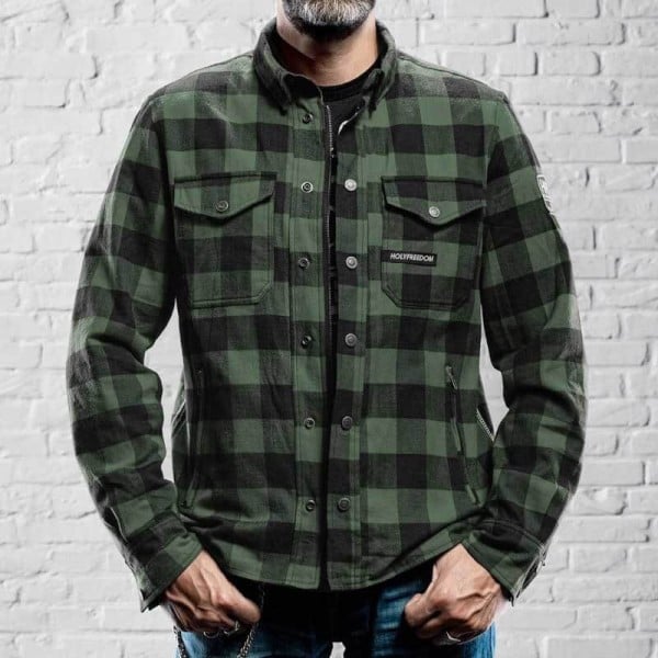 copy of Holy Freedom Lumberjack green motorcycle jacket