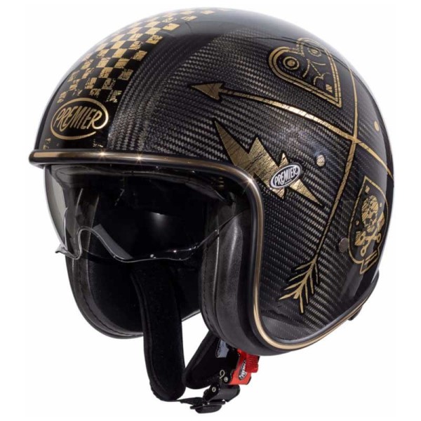 Premier Vintage Carbon NX Gold Chromed jet helmet