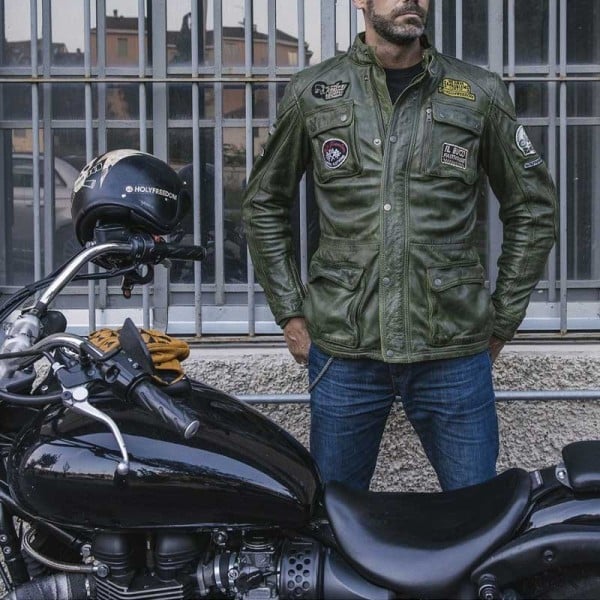 Holy Freedom Quattro Green Evolution motorcycle jacket