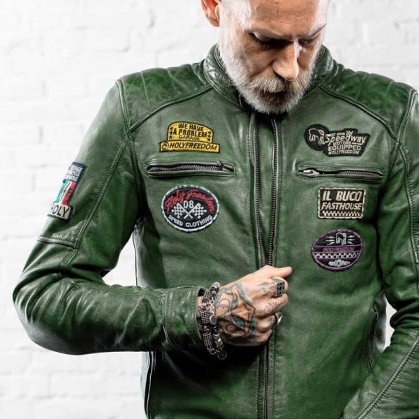 Holy Zero Evolution chaqueta moto verde militar