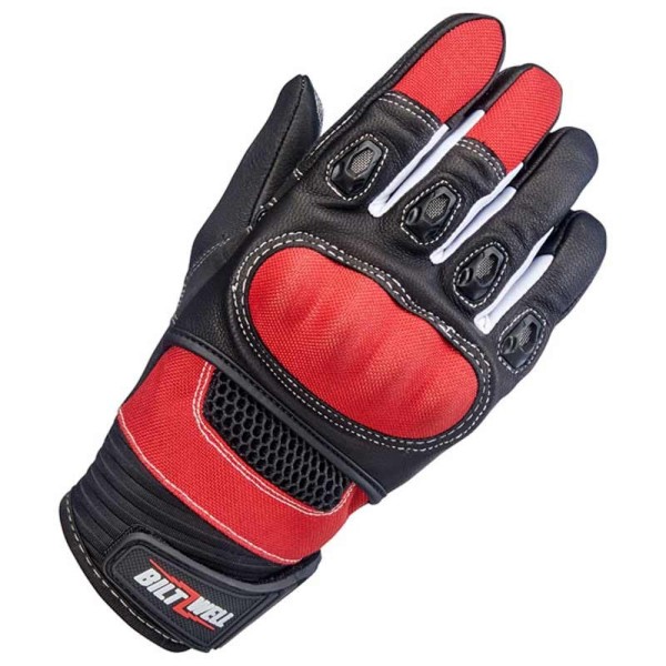 Biltwell Bridgeport black red motorcycle gloves