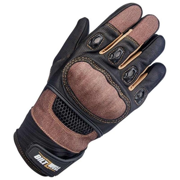 Biltwell Bridgeport black brown motorcycle gloves