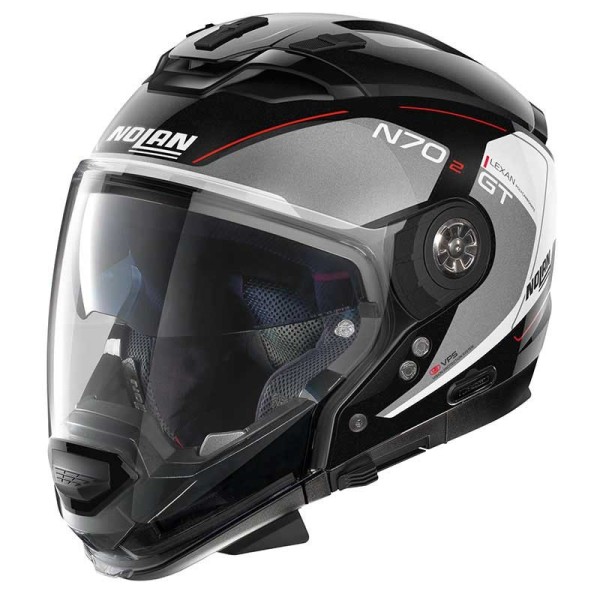 Nolan N70-2 GT Lakota N-Com silver red motorcycle helmet