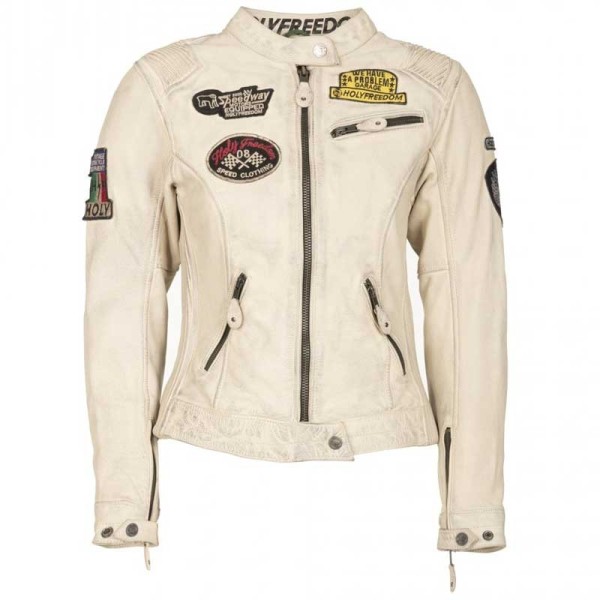Holyfreedom Woman Leather motorcycle jacket white