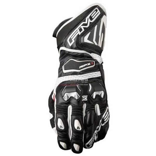 Five Rfx1 motorcycle gloves black white
