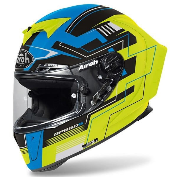 Casco Airoh integrale GP 550 S Challenge blu giallo