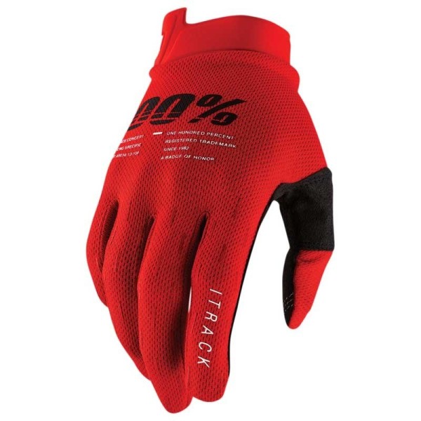 100% iTrack Red motocross gloves