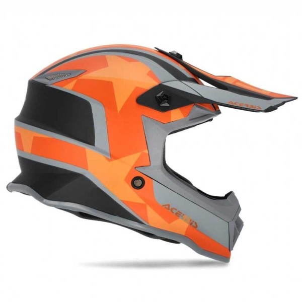 Motocross kind helm Acerbis Steel Schwarz orange