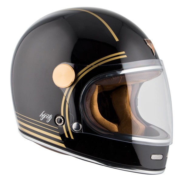 By City Roadster II black gold vintage full face helmet