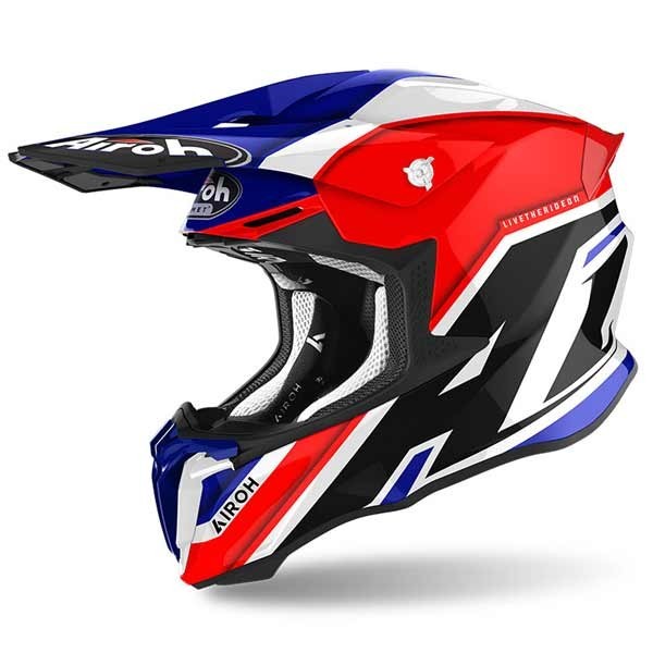 cortesía Punto de referencia Chelín Casco motocross Airoh Twist 2.0 Shaken azul rojo