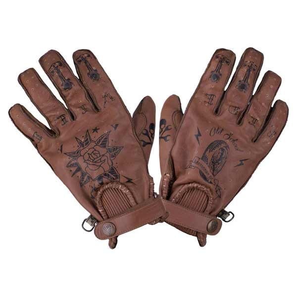 By City Second Skin Tattoo cafe racer gloves brown