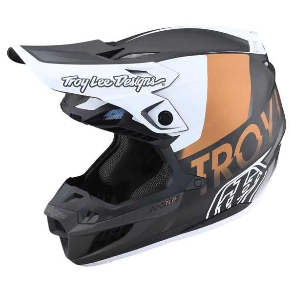 Casco motocross Troy Lee Designs SE5 Carbon Qualifier blanco bronce