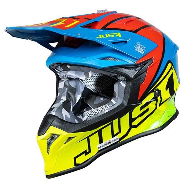 Just1 J39 Thruster Motocross-Helm gelb rot blau