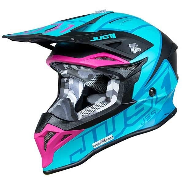 Just1 J39 Thruster motocross helmet blue fuxia