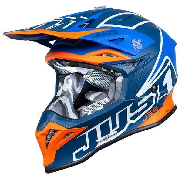 Casco motocross Just1 J39 Thruster blu arancione