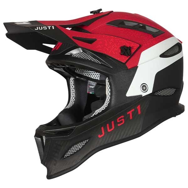 Casque downhill Just1 JDH Dual Mips Carbon rouge blanc