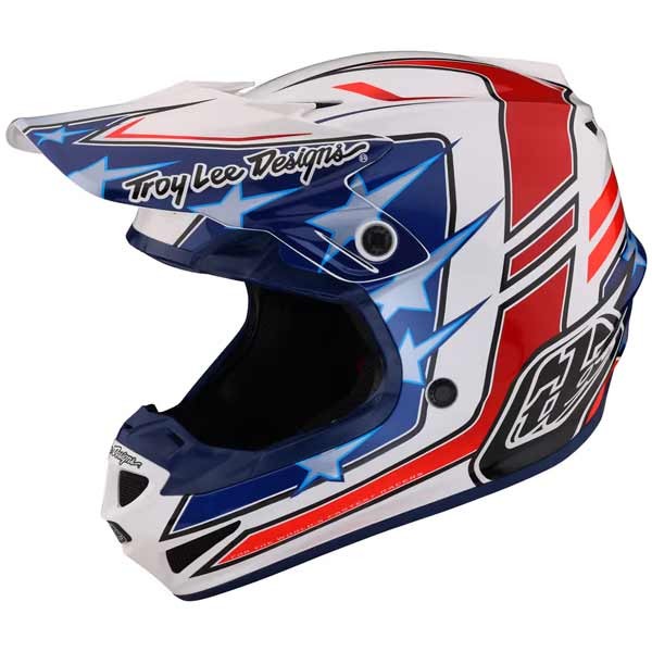 Motocross-Helm Troy Lee Designs SE4 Polyacrylite Flagstaff Weiss