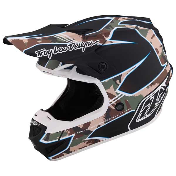 Motocross-Helm Troy Lee Designs SE4 Polyacrylite Matrix Camo Schwarz