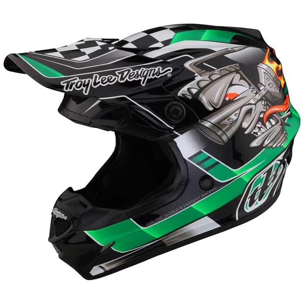 Motocross Helm Troy Lee Designs SE4 Polyacrylite Carb Grun