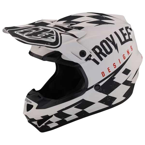 Casco de moto Troy Lee Designs SE4 Polyacrylite Race Shop blanco
