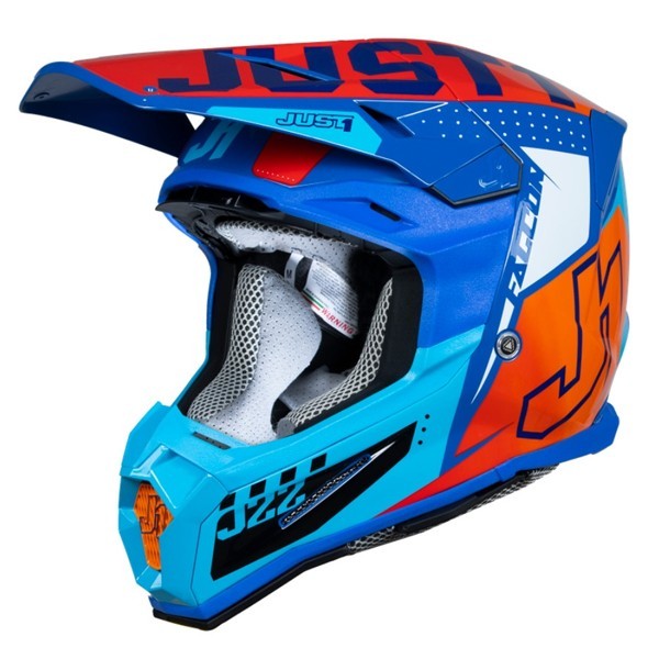 Casco de motocross Just1 J22-F Falcon naranja azul