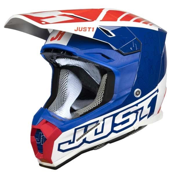 Casco de motocross Just1 J22-F Dynamo azul rojo blanco