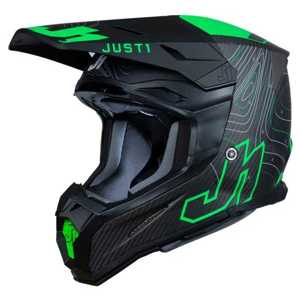 Casco de motocross Just1 J22 Frontiner carbono negro verde