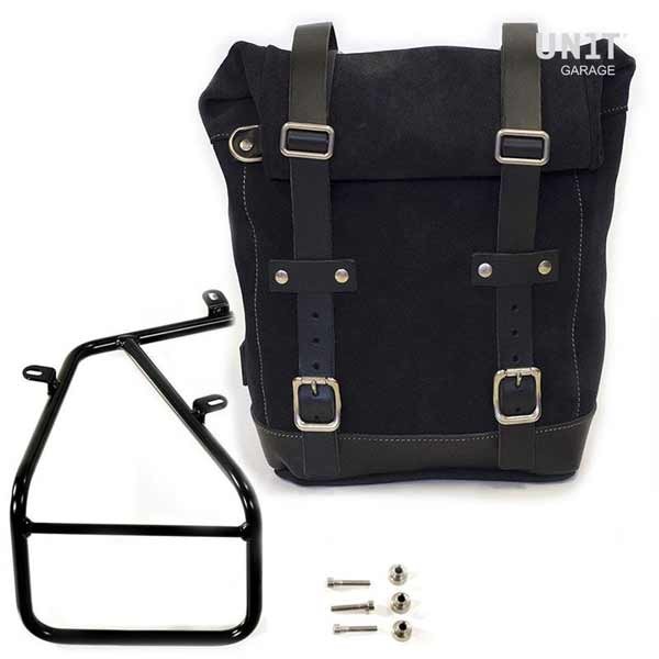 Side bag in black split leather Unit Garage + frame Bmw NineT