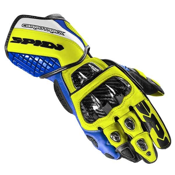 Spidi Carbo Track Evo blau gelb fluo handschuhe