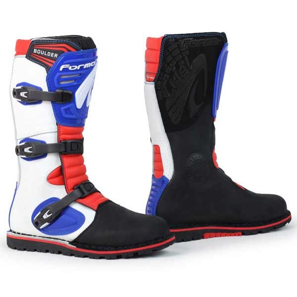 Forma Boulder white red blue trial boots