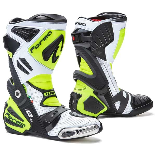 Forma Ice Pro Flow white black yellow motorcycle racing boots