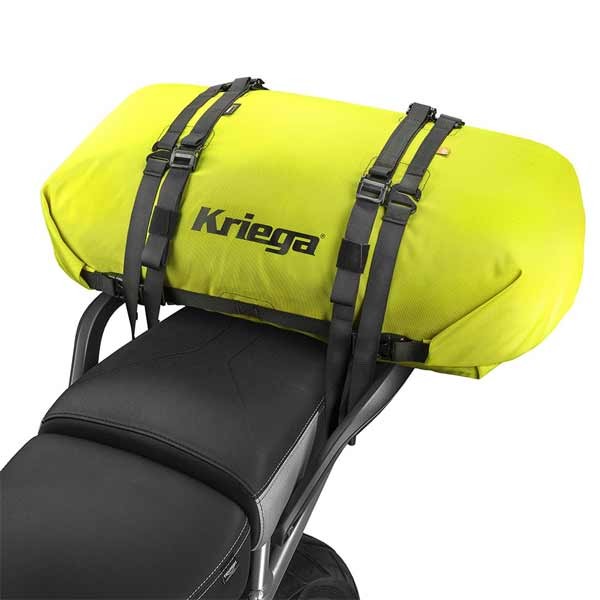 Kriega Rollpack 40 motorcycle tail bag yellow fluo