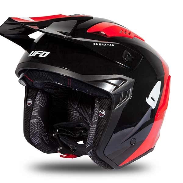 Ufo Plast Sheratan jet helmet black red glossy