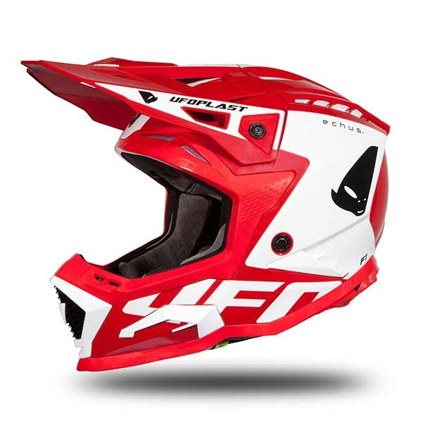 Ufo Plast Echus Motocross-Helm rot weiß glänzend