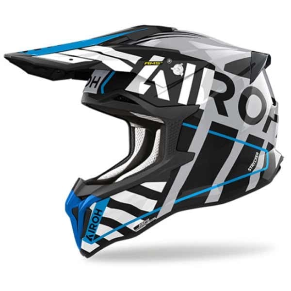 Casco motocross Airoh Strycker Brave azul gris