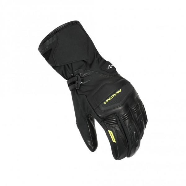Macna Azra RTX heated motorcycle gloves black yellow