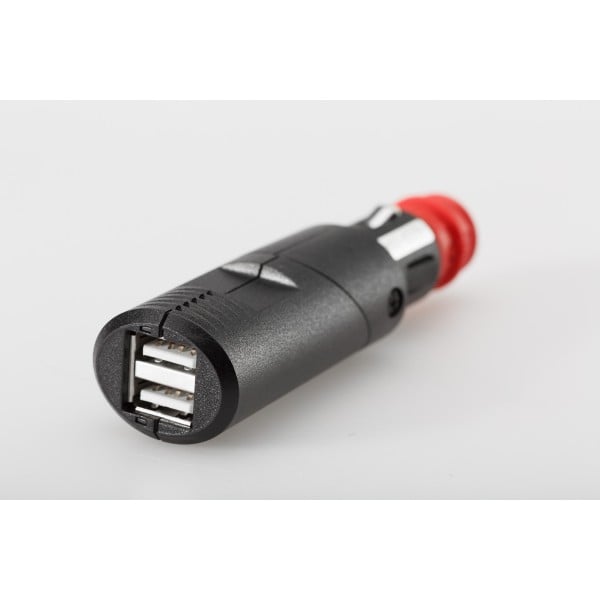Doppelte USB-Ladesteckdose mit Sw-Motech Universalstecker Feuerzeug-/Autosteckdose 2x2100 mA 12V
