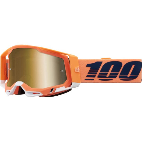 100% Goggles Racecraft 2 Coral-Maske mit verspiegelter True Gold-Linse