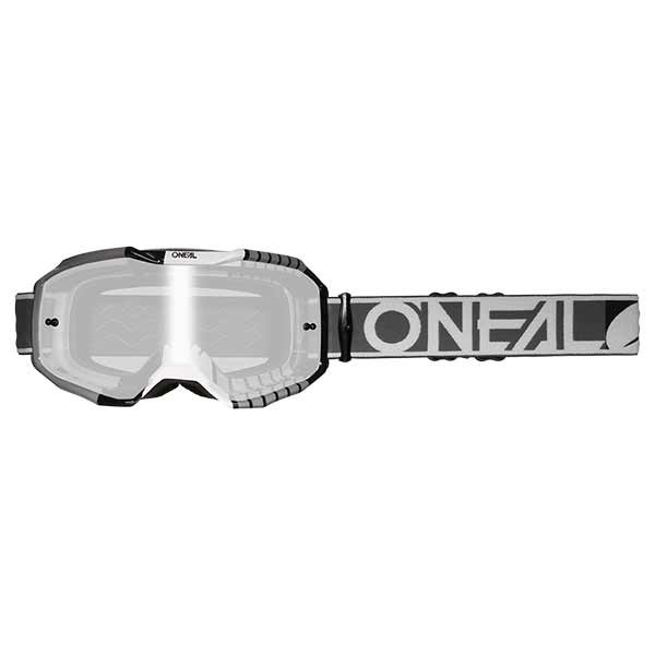 Maschera Oneal B-10 Duplex grigio bianco nero - specchio argento