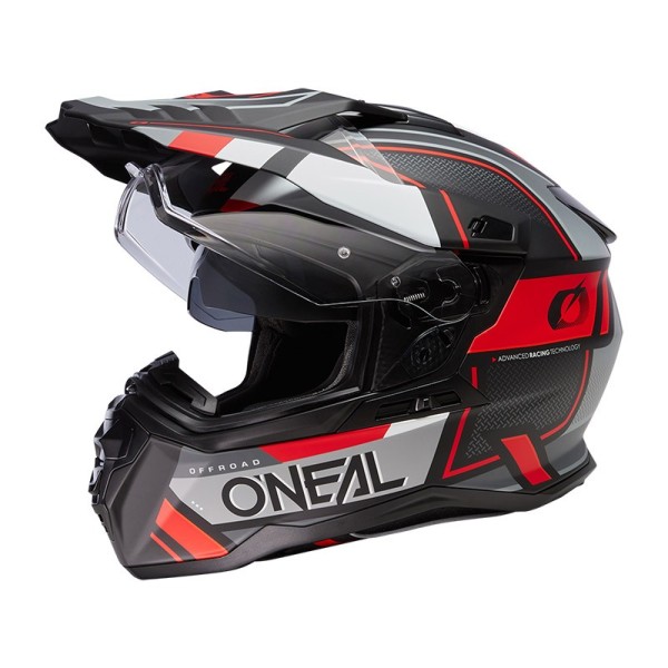 Oneal D-SRS Square Helm schwarz grau rot