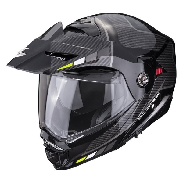 Modularer Helm Scorpion Exo ADX-2 Camino schwarz silber neongelb