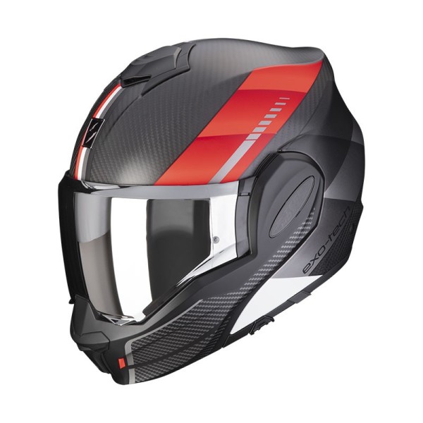 Scorpion Exo Tech Evo Carbon Genus modular helmet matt black red