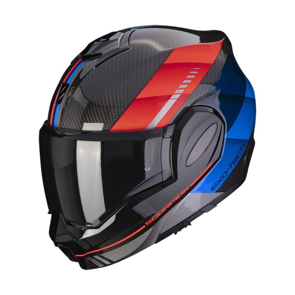 Modularer Helm Scorpion Exo Tech Evo Carbon Genus schwarz blau rot