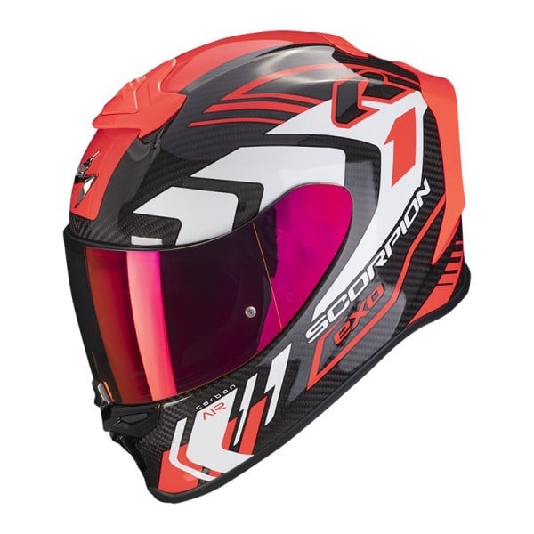 Scorpion Exo R1 Evo Carbon Air Supra Helm schwarz rot