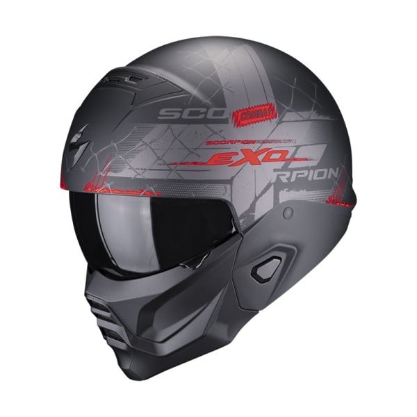 Scorpion Exo Combat II Xenon helmet matt black red