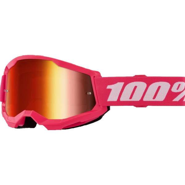 100% Strata 2 goggle pink with red mirror lens
