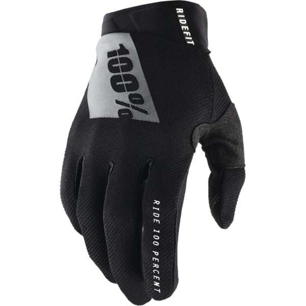 100% Ridefit black motocross gloves
