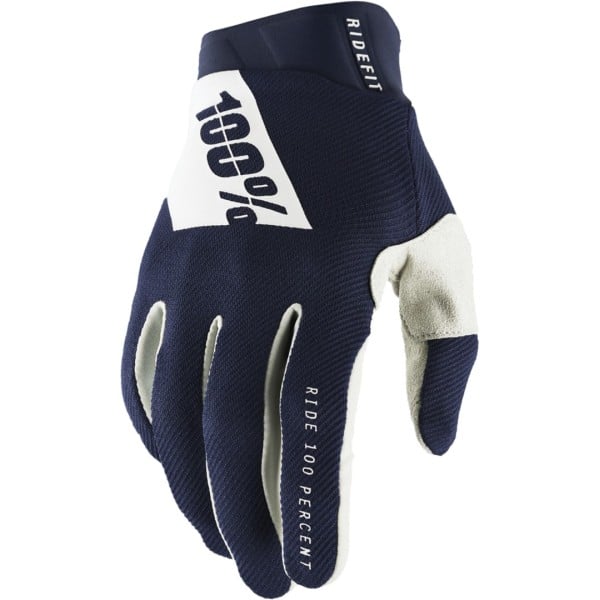 100% Ridefit blue motocross gloves