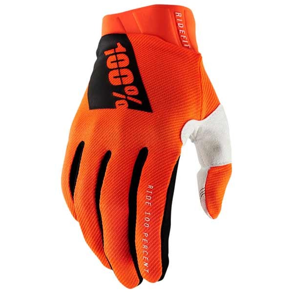 100% Ridefit Fluo orange motocross gloves